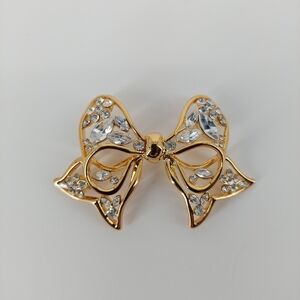 Nolan Miller Rhinestone Bow Brooch In Original Box